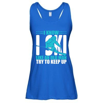 Skiing Fun I Know I Ski Like A Old Try And Keep Up Gift Ladies Essential Flowy Tank