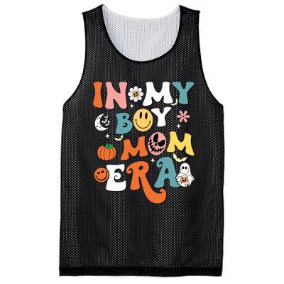 Smile Face In My Boy Mom Era Groovy Halloween Mom Of Boy Mesh Reversible Basketball Jersey Tank