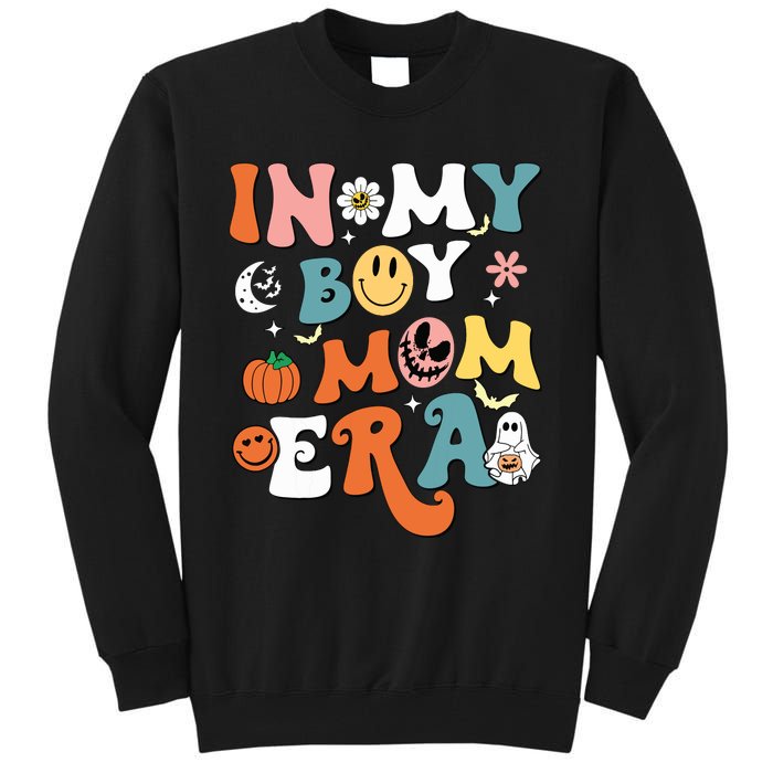 Smile Face In My Boy Mom Era Groovy Halloween Mom Of Boy Tall Sweatshirt