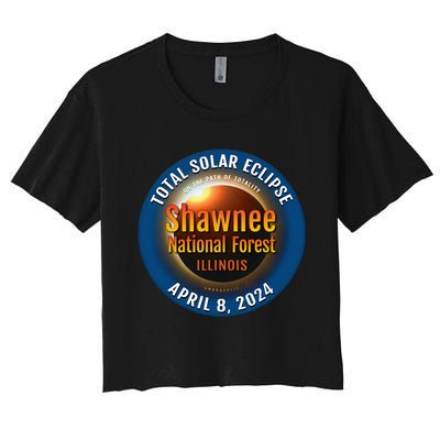 Shawnee Forest Illinois IL Total Solar Eclipse 2024 Women's Crop Top Tee