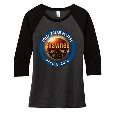 Shawnee Forest Illinois IL Total Solar Eclipse 2024 Women's Tri-Blend 3/4-Sleeve Raglan Shirt