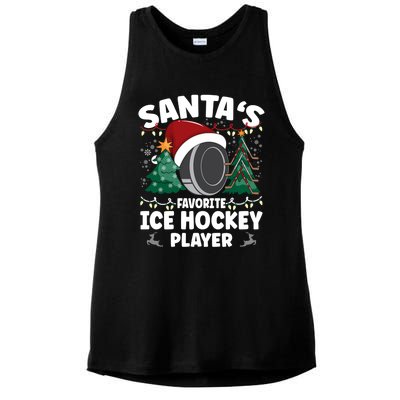 SantaS Favorite Ice Hockey Player Gift Ladies PosiCharge Tri-Blend Wicking Tank