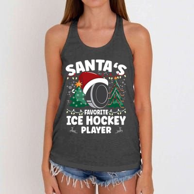 SantaS Favorite Ice Hockey Player Gift Women's Knotted Racerback Tank