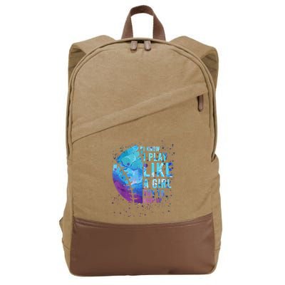 Softball Funny I Know I Play Like A Girl Gift Cotton Canvas Backpack