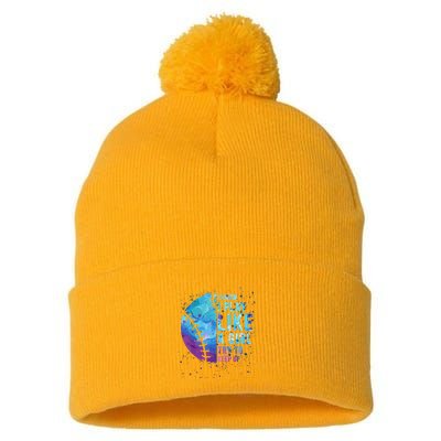 Softball Funny I Know I Play Like A Girl Gift Pom Pom 12in Knit Beanie