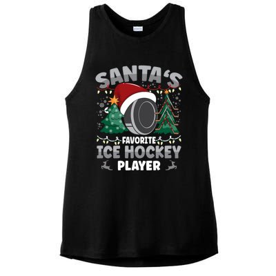 SantaS Favorite Ice Hockey Player Gift Ladies PosiCharge Tri-Blend Wicking Tank