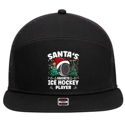 SantaS Favorite Ice Hockey Player Gift 7 Panel Mesh Trucker Snapback Hat