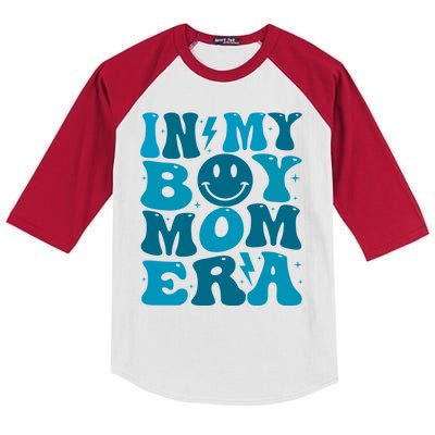 Smile Face In My Boy Mom Era Kids Colorblock Raglan Jersey