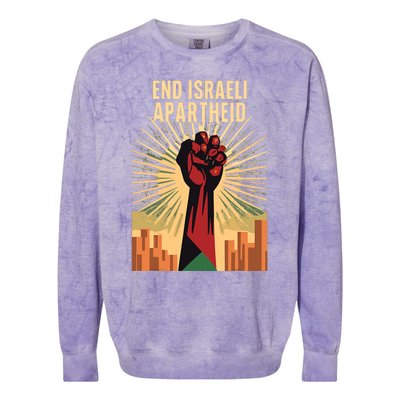 Stand For Justice: End Israel Apartheid Palestine Colorblast Crewneck Sweatshirt