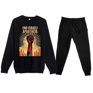 Stand For Justice: End Israel Apartheid Palestine Premium Crewneck Sweatsuit Set