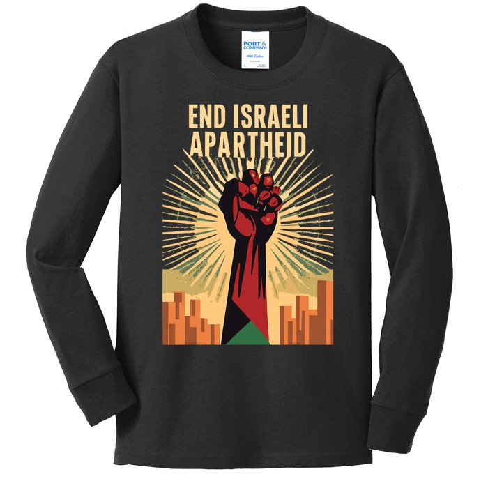 Stand For Justice: End Israel Apartheid Palestine Kids Long Sleeve Shirt