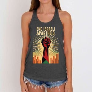 STAND FOR JUSTICE END ISRAEL APARTHEID PALESTINE Women's Knotted Racerback Tank