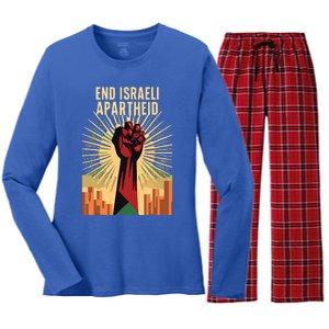 STAND FOR JUSTICE END ISRAEL APARTHEID PALESTINE Women's Long Sleeve Flannel Pajama Set 