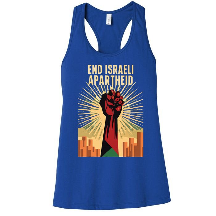 STAND FOR JUSTICE END ISRAEL APARTHEID PALESTINE Women's Racerback Tank