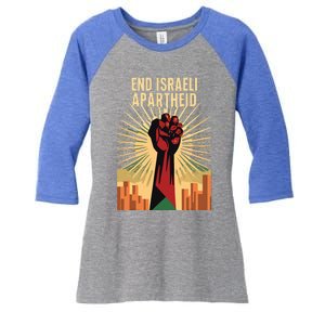 STAND FOR JUSTICE END ISRAEL APARTHEID PALESTINE Women's Tri-Blend 3/4-Sleeve Raglan Shirt