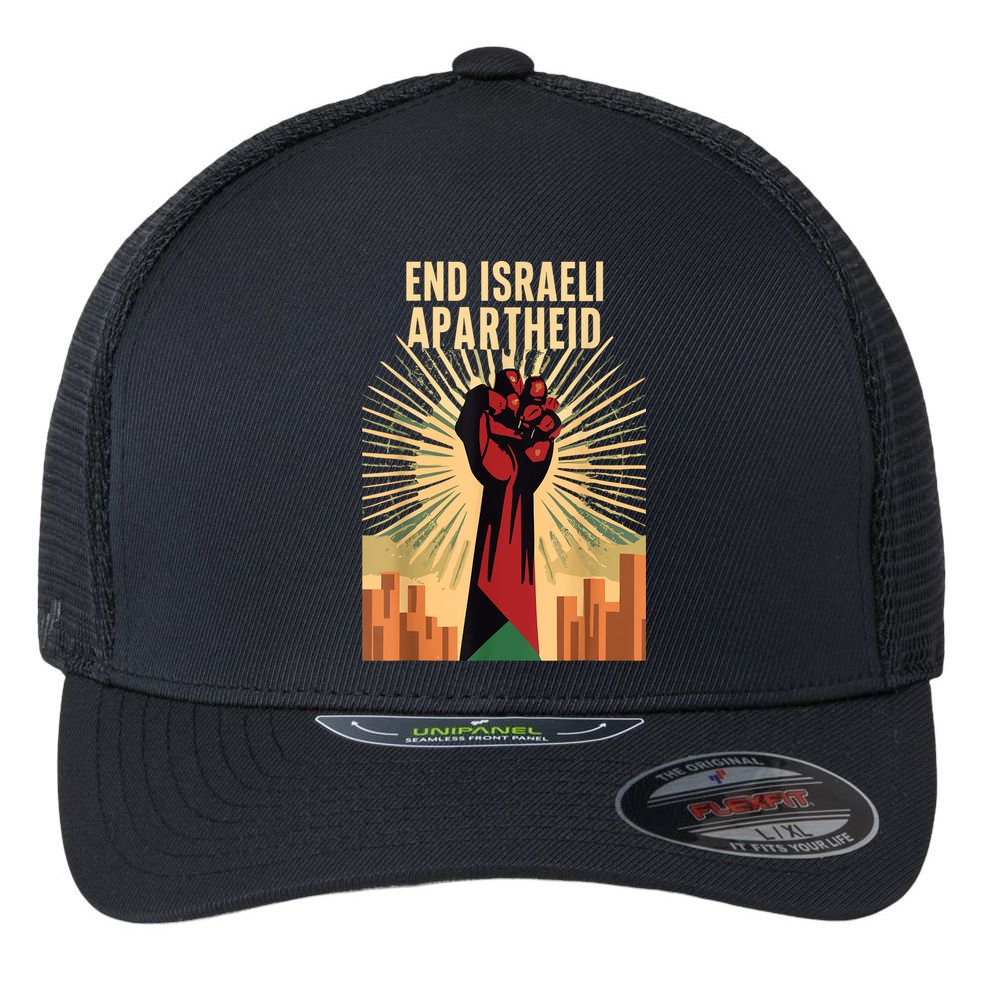 Stand For Justice: End Israel Apartheid Palestine Flexfit Unipanel Trucker Cap