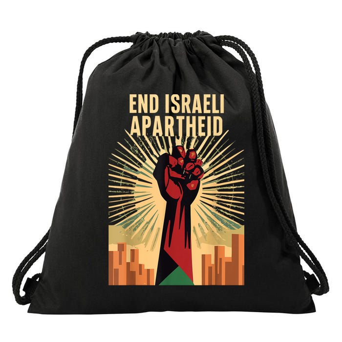 Stand For Justice: End Israel Apartheid Palestine Drawstring Bag