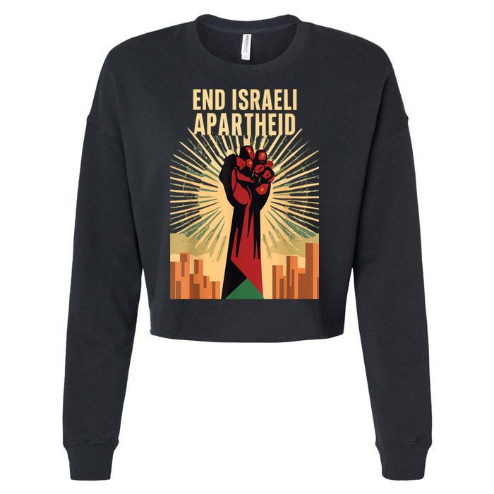 Stand For Justice: End Israel Apartheid Palestine Cropped Pullover Crew