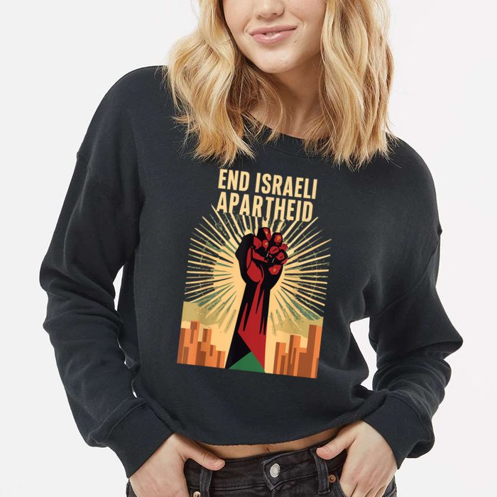 Stand For Justice: End Israel Apartheid Palestine Cropped Pullover Crew