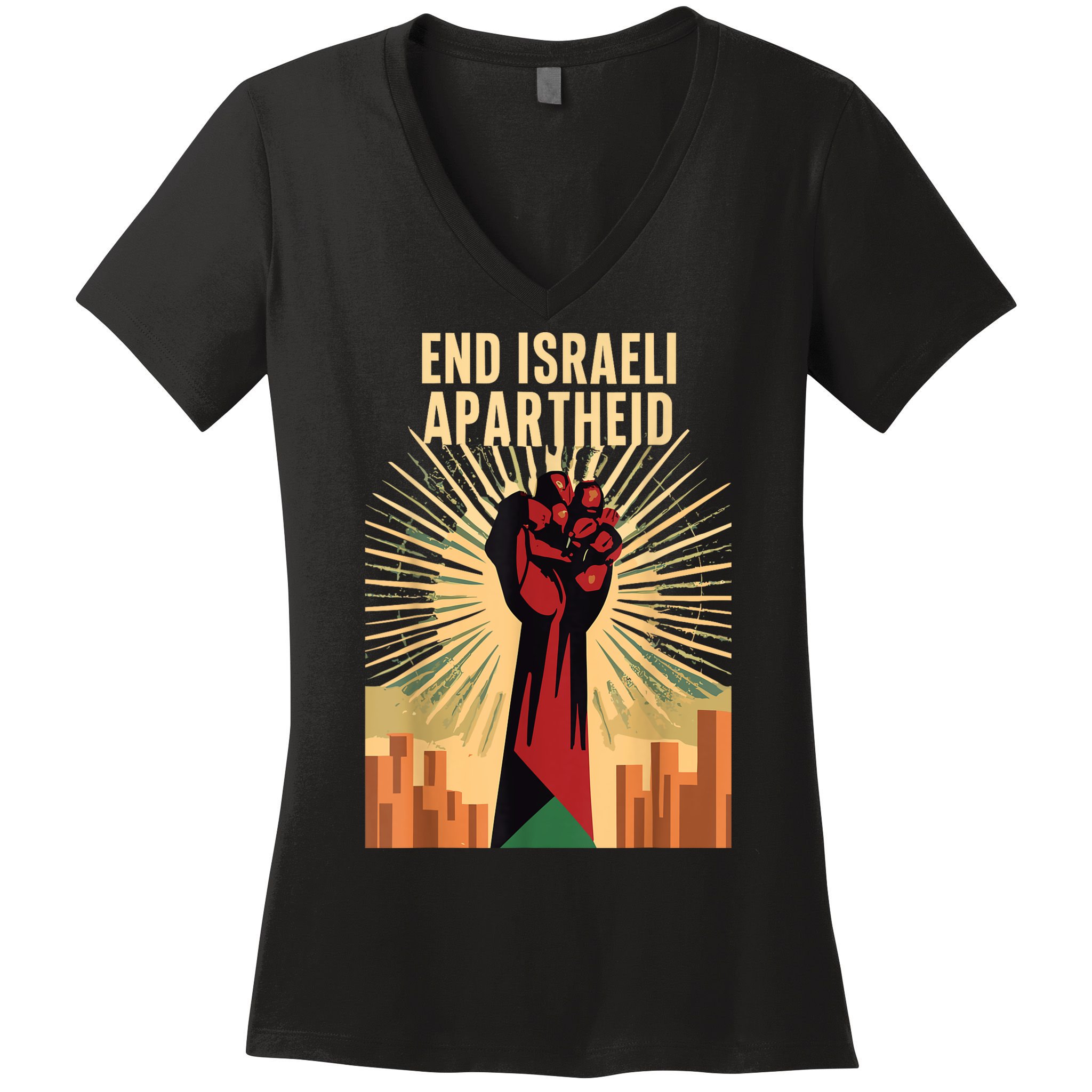 Stand For Justice: End Israel Apartheid Palestine Women's V-Neck T-Shirt