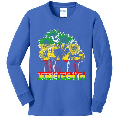 Sunflower Fist Juneteenth Black History African America 1865 Gift Kids Long Sleeve Shirt