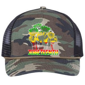 Sunflower Fist Juneteenth Black History African America 1865 Gift Retro Rope Trucker Hat Cap