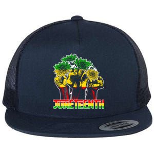 Sunflower Fist Juneteenth Black History African America 1865 Gift Flat Bill Trucker Hat