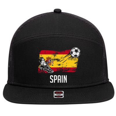 Spain Flag Jersey Spanish Soccer Team Spanish 7 Panel Mesh Trucker Snapback Hat