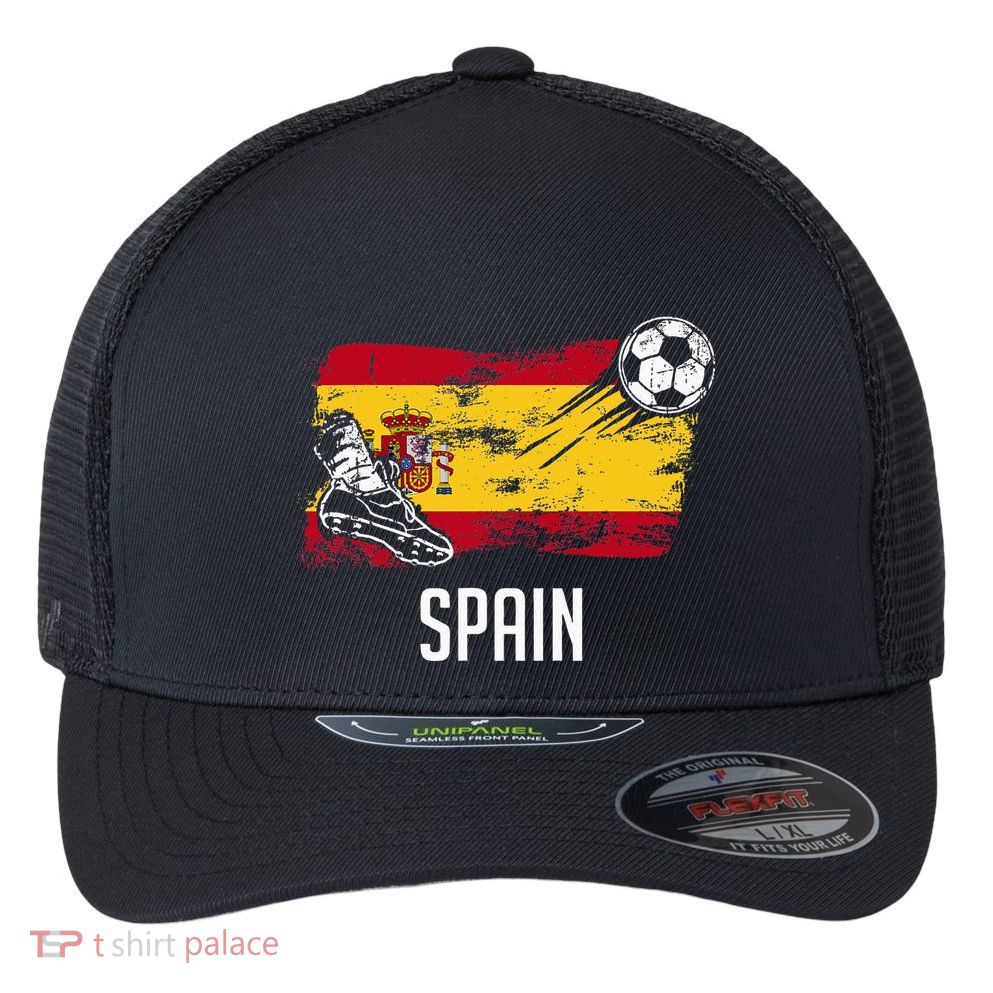 Spain Flag Jersey Spanish Soccer Team Spanish Flexfit Unipanel Trucker Cap