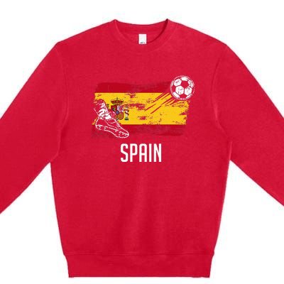 Spain Flag Jersey Spanish Soccer Team Spanish Premium Crewneck Sweatshirt