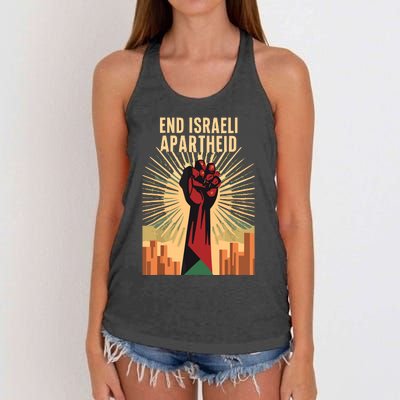 Stand For Justice End Israel Apartheid Palestine Women's Knotted Racerback Tank