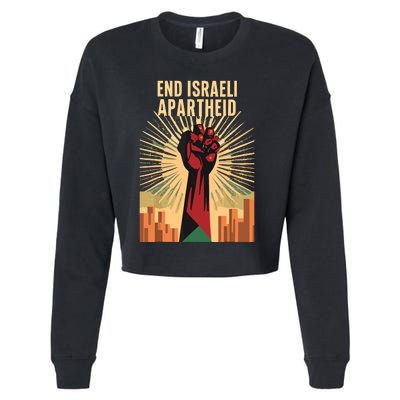 Stand For Justice End Israel Apartheid Palestine Cropped Pullover Crew