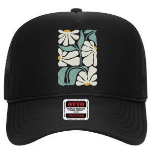 Subtle Flower Kamala Harris Boho Aesthetic High Crown Mesh Back Trucker Hat