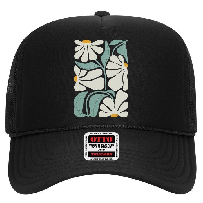 Subtle Flower Kamala Harris Boho Aesthetic High Crown Mesh Back Trucker Hat