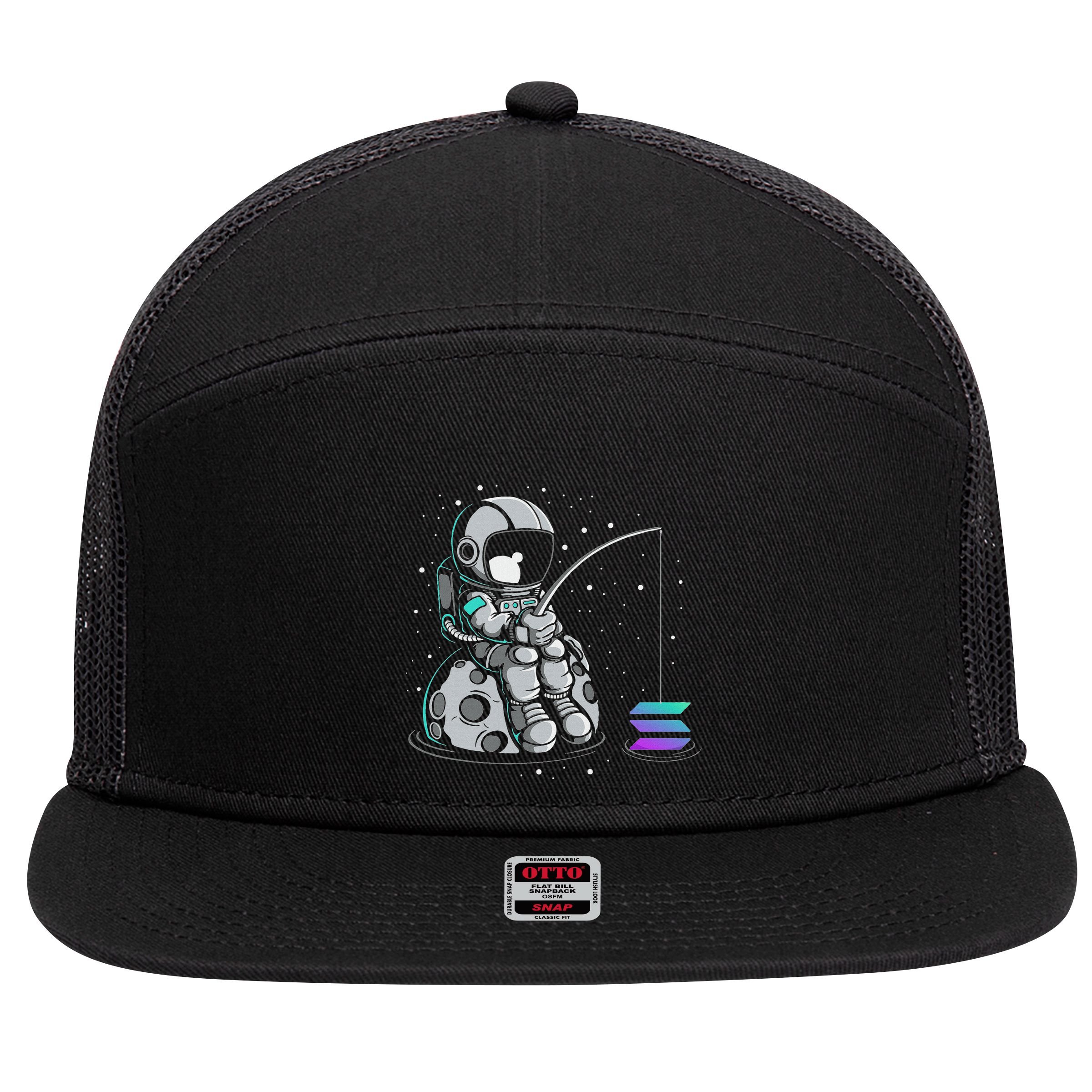 Solana Fishing Krypto Bullrun Sol Token Rich Millionaire 7 Panel Mesh Trucker Snapback Hat
