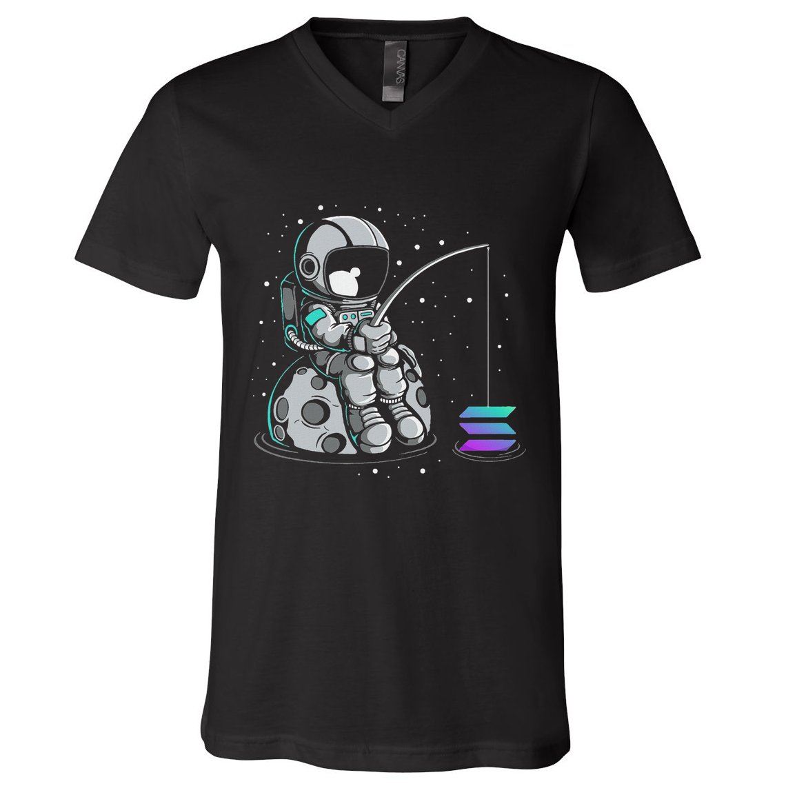 Solana Fishing Krypto Bullrun Sol Token Rich Millionaire V-Neck T-Shirt