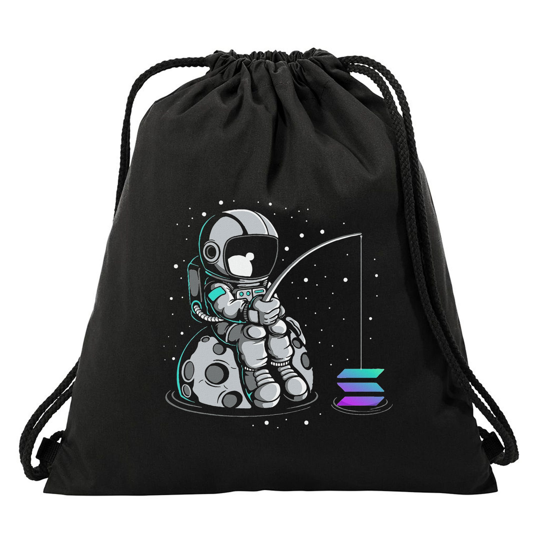 Solana Fishing Krypto Bullrun Sol Token Rich Millionaire Drawstring Bag