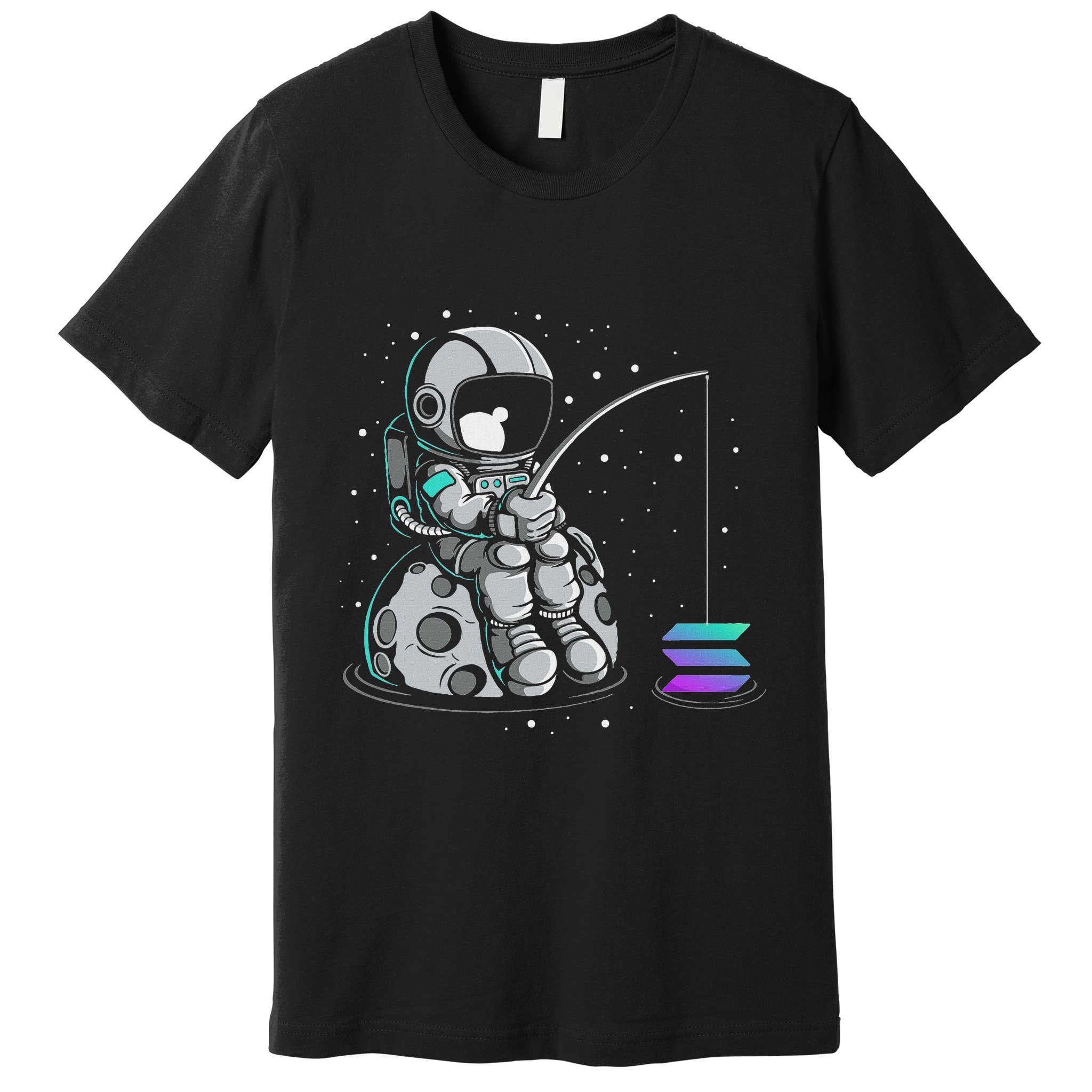 Solana Fishing Krypto Bullrun Sol Token Rich Millionaire Premium T-Shirt