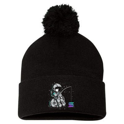 Solana Fishing Krypto Bullrun Sol Token Rich Millionaire Pom Pom 12in Knit Beanie