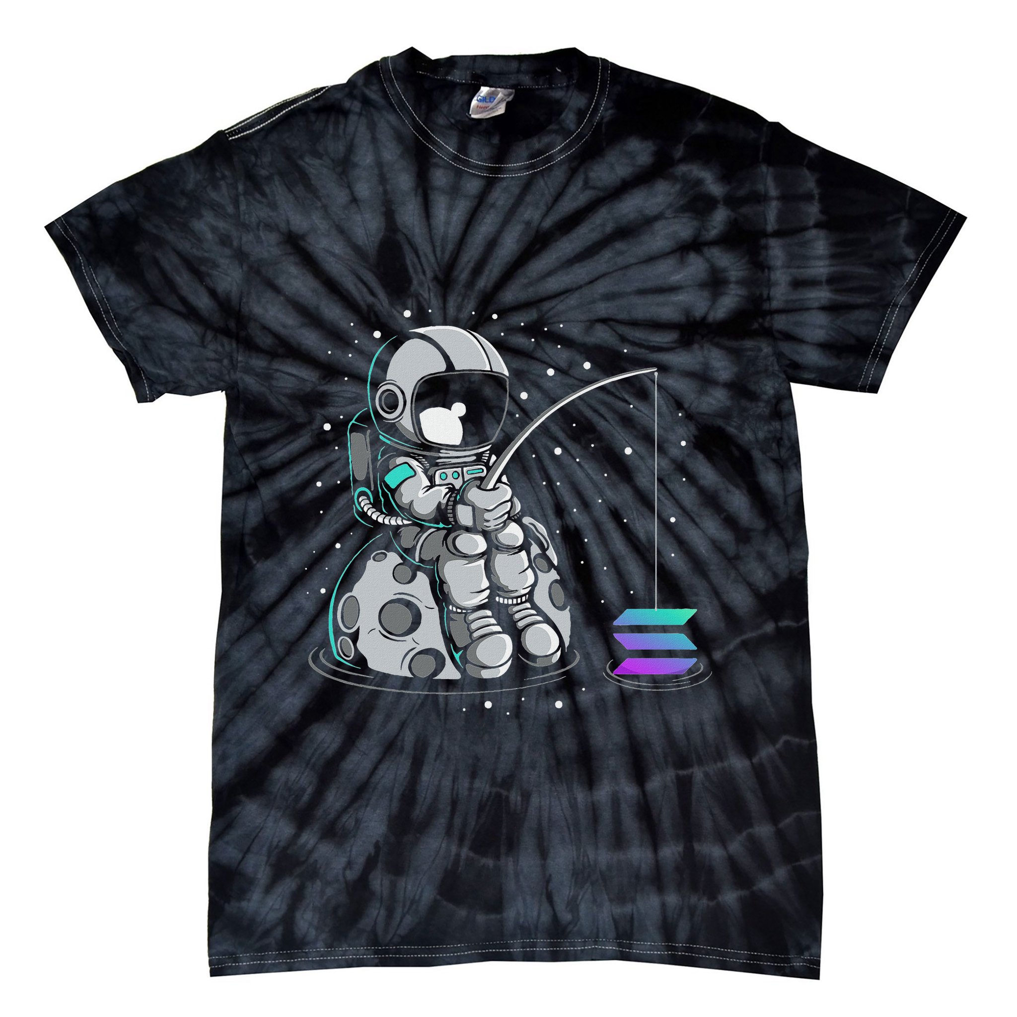 Solana Fishing Krypto Bullrun Sol Token Rich Millionaire Tie-Dye T-Shirt