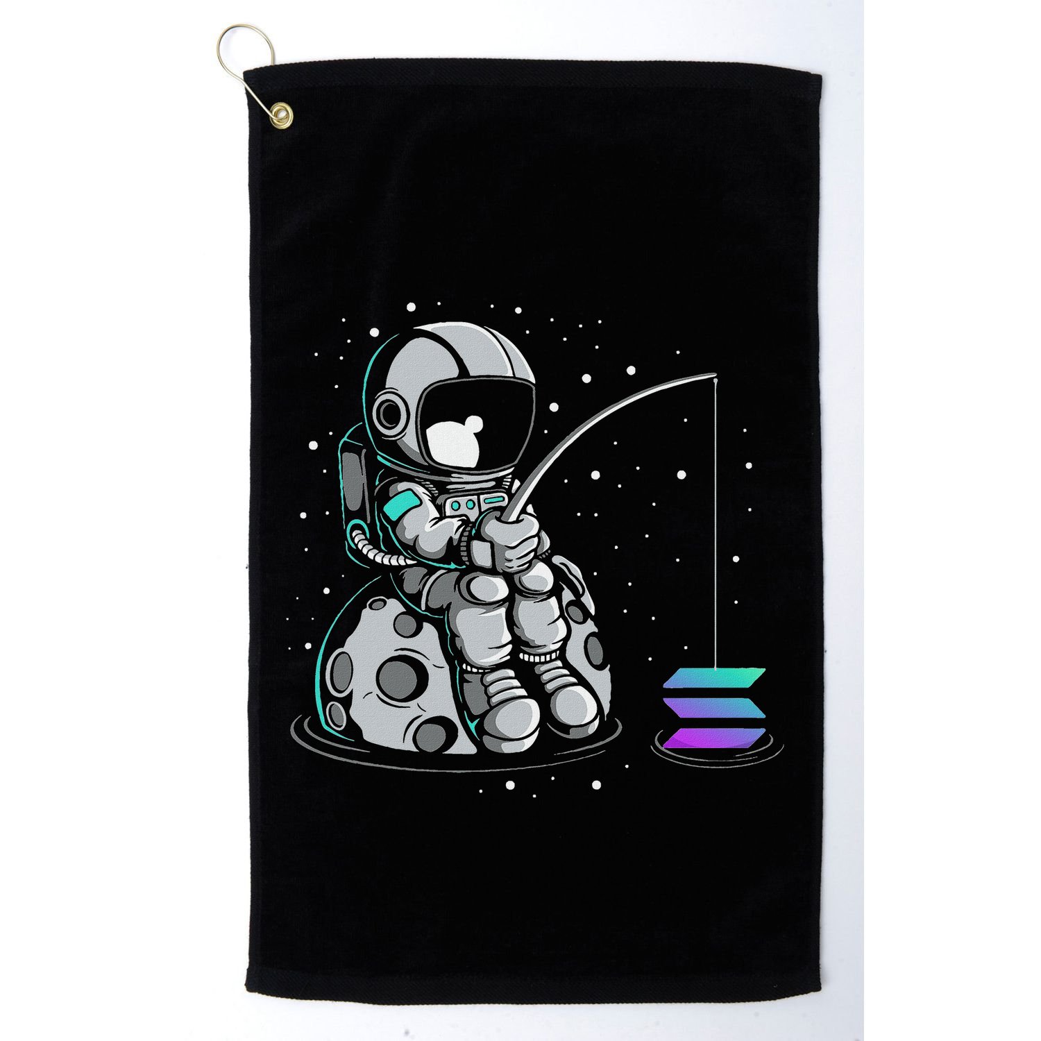 Solana Fishing Krypto Bullrun Sol Token Rich Millionaire Golf Towel