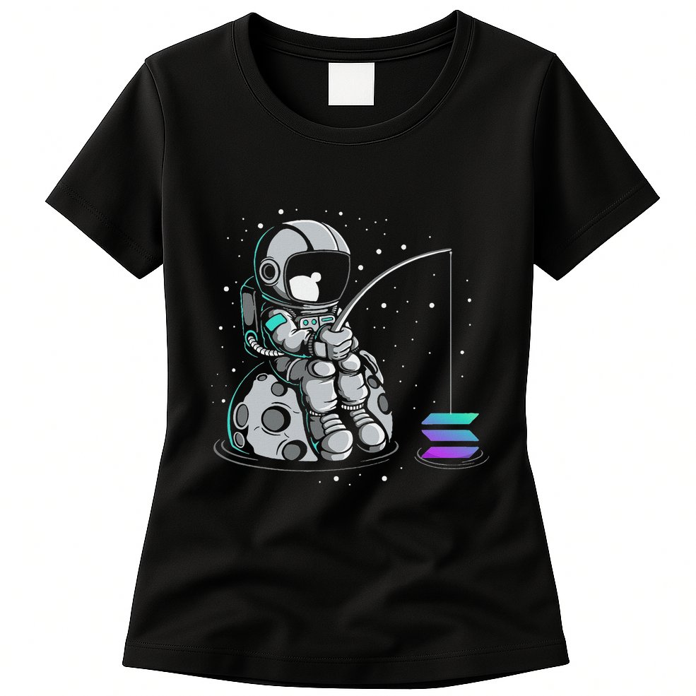 Solana Fishing Krypto Bullrun Sol Token Rich Millionaire Womens T-Shirt