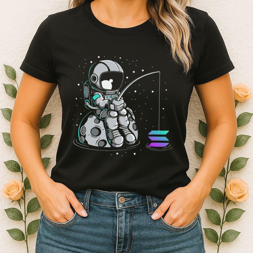 Solana Fishing Krypto Bullrun Sol Token Rich Millionaire Womens T-Shirt