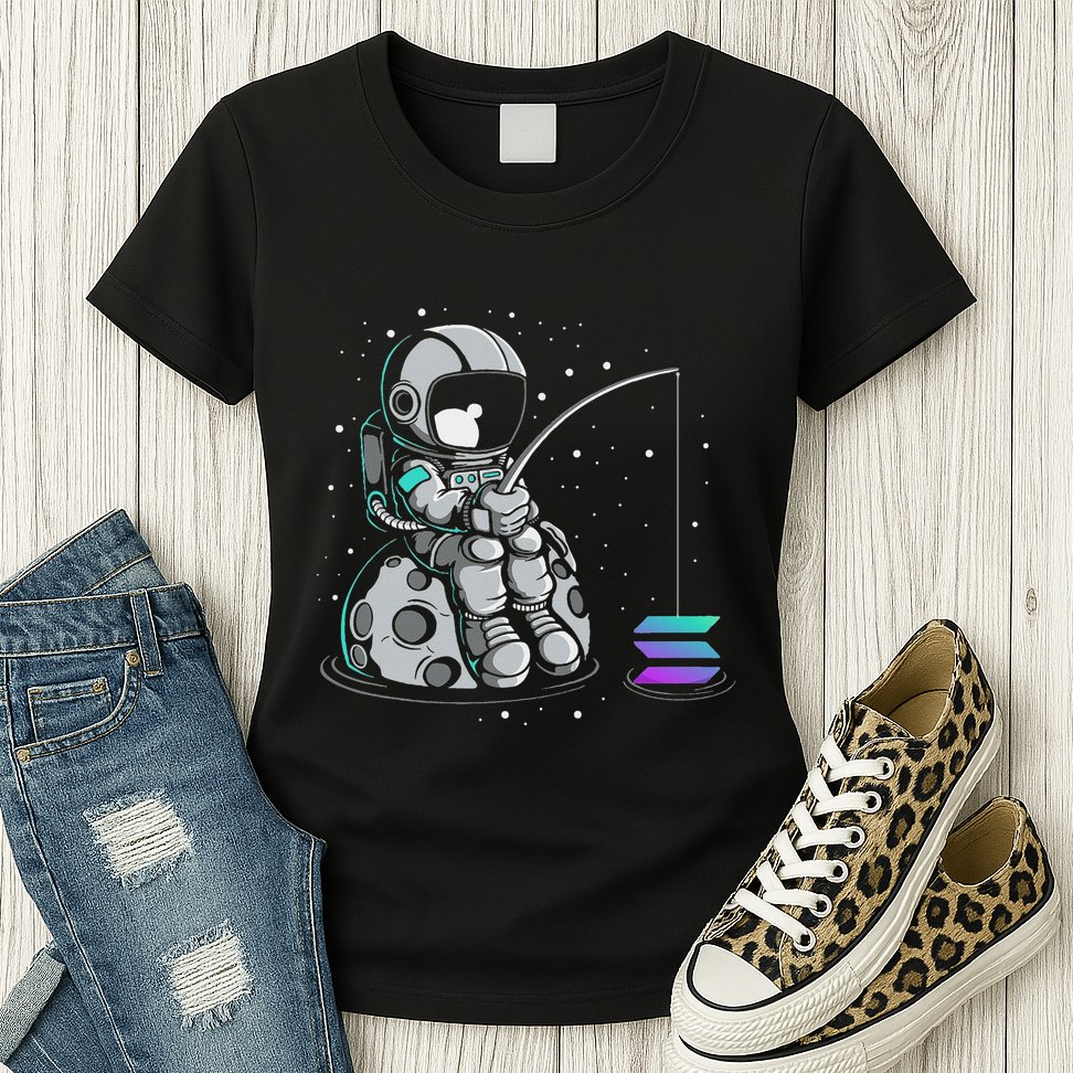 Solana Fishing Krypto Bullrun Sol Token Rich Millionaire Womens T-Shirt
