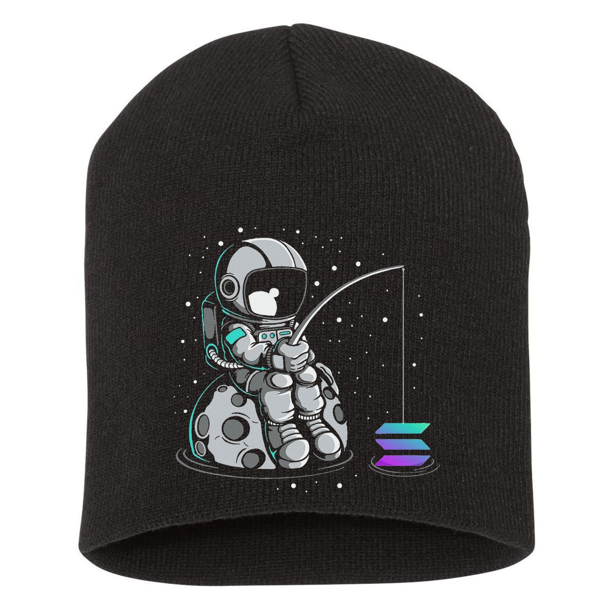 Solana Fishing Krypto Bullrun Sol Token Rich Millionaire Short Acrylic Beanie