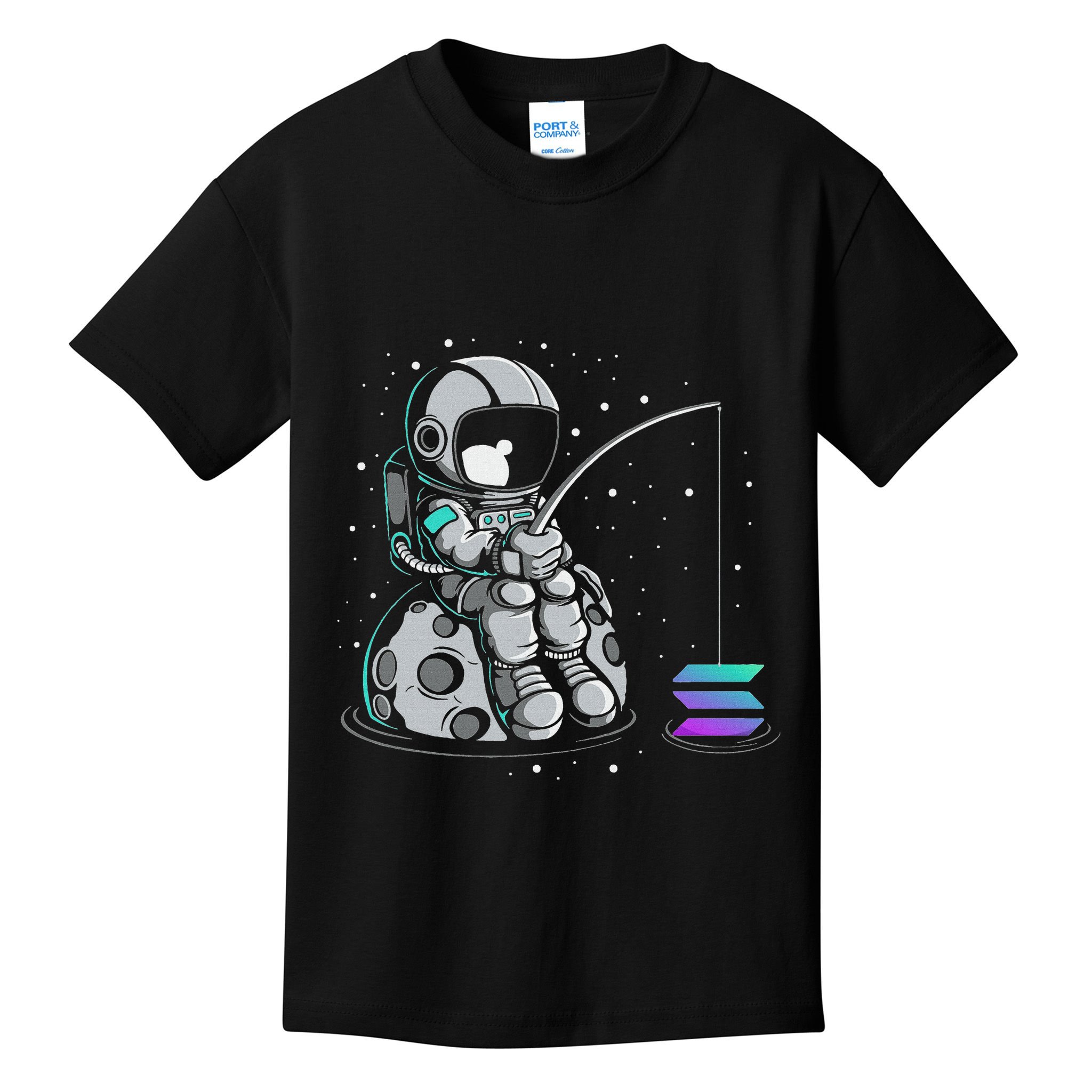 Solana Fishing Krypto Bullrun Sol Token Rich Millionaire Kids T-Shirt