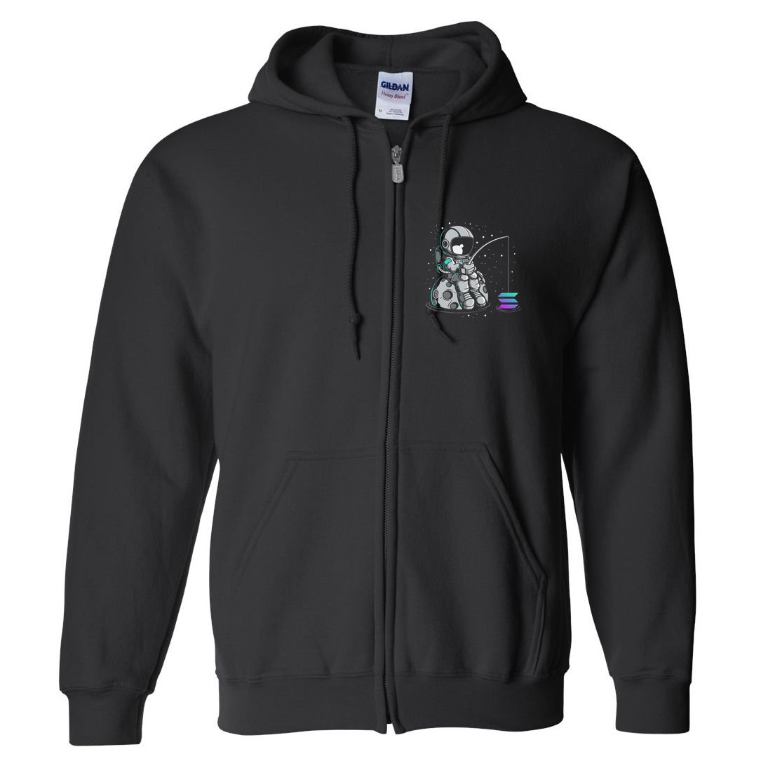 Solana Fishing Krypto Bullrun Sol Token Rich Millionaire Full Zip Hoodie