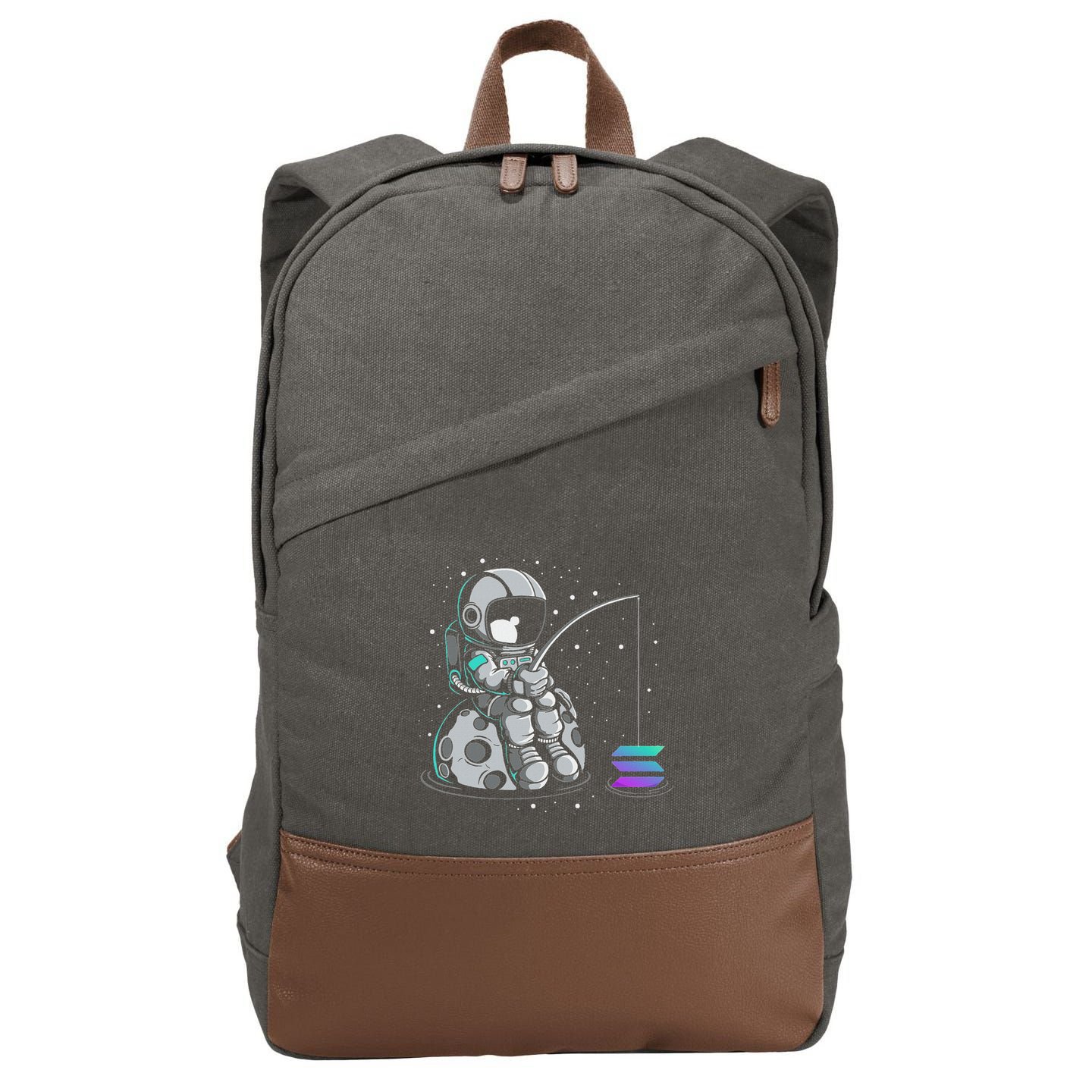Solana Fishing Krypto Bullrun Sol Token Rich Millionaire Cotton Canvas Backpack