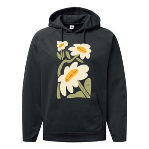 Subtle Flower Kamala Harris Boho Floral Performance Fleece Hoodie