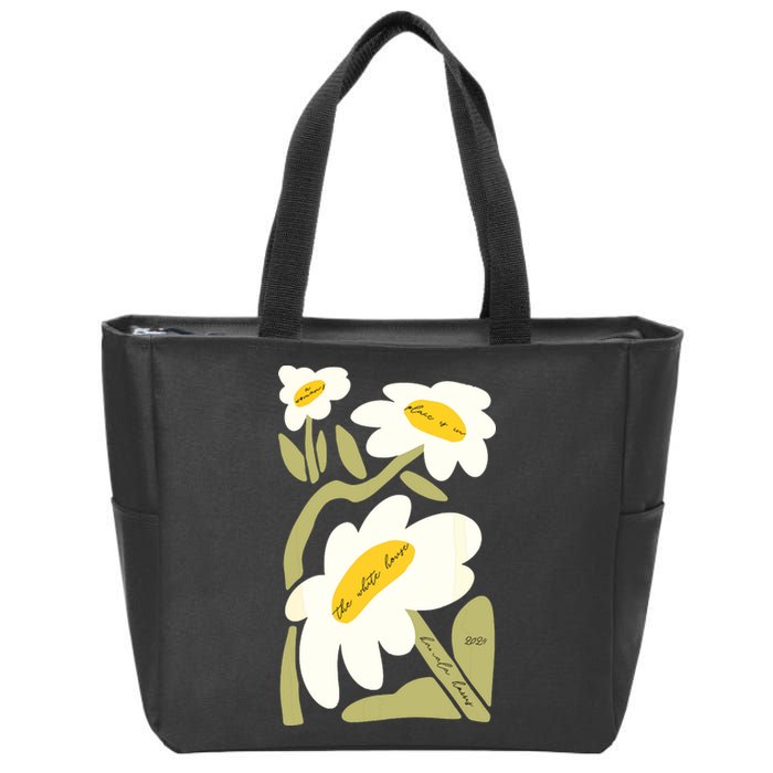 Subtle Flower Kamala Harris Boho Floral Zip Tote Bag